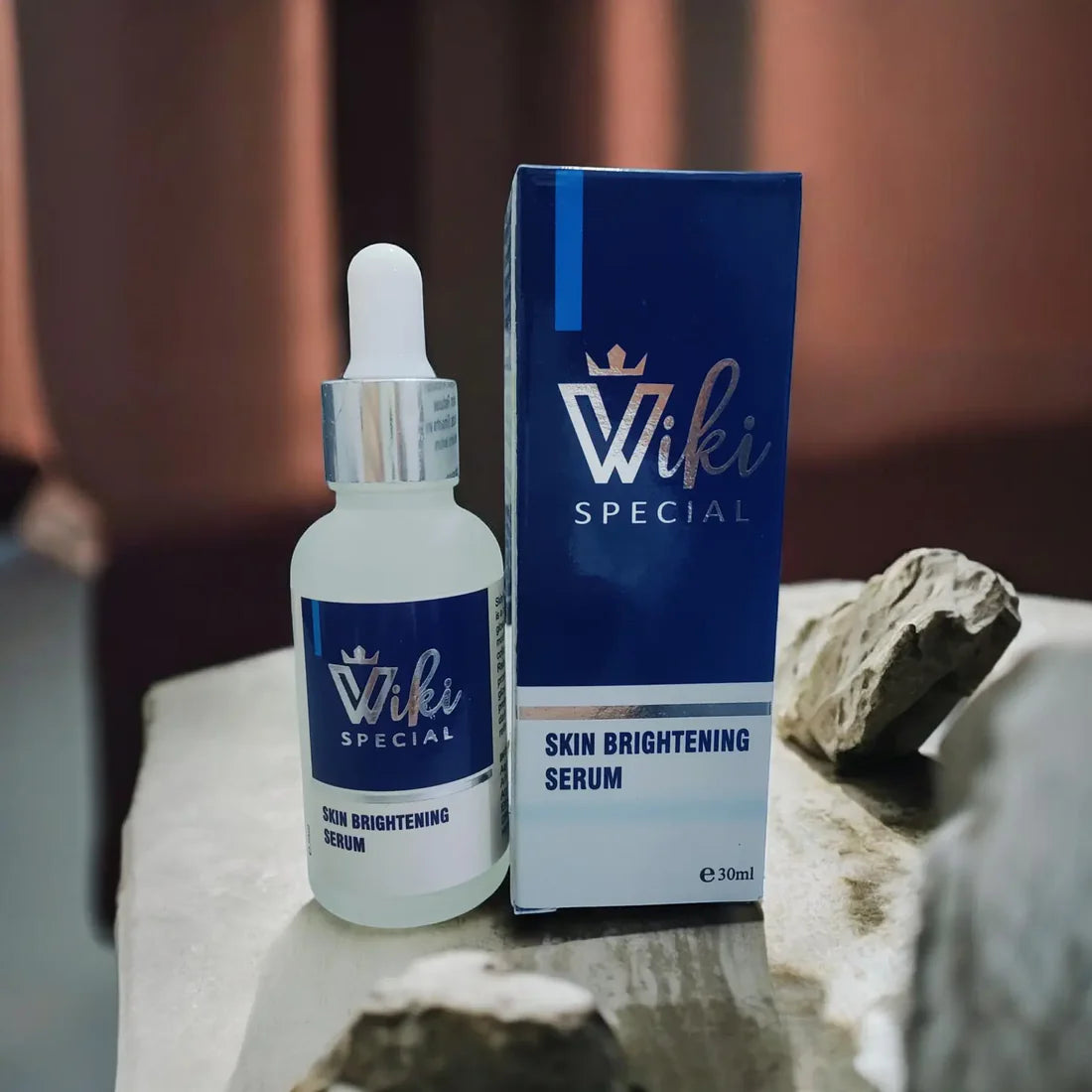 Wiki Special face serum for skin brightening and radiance in a 30ml dropper bottle.