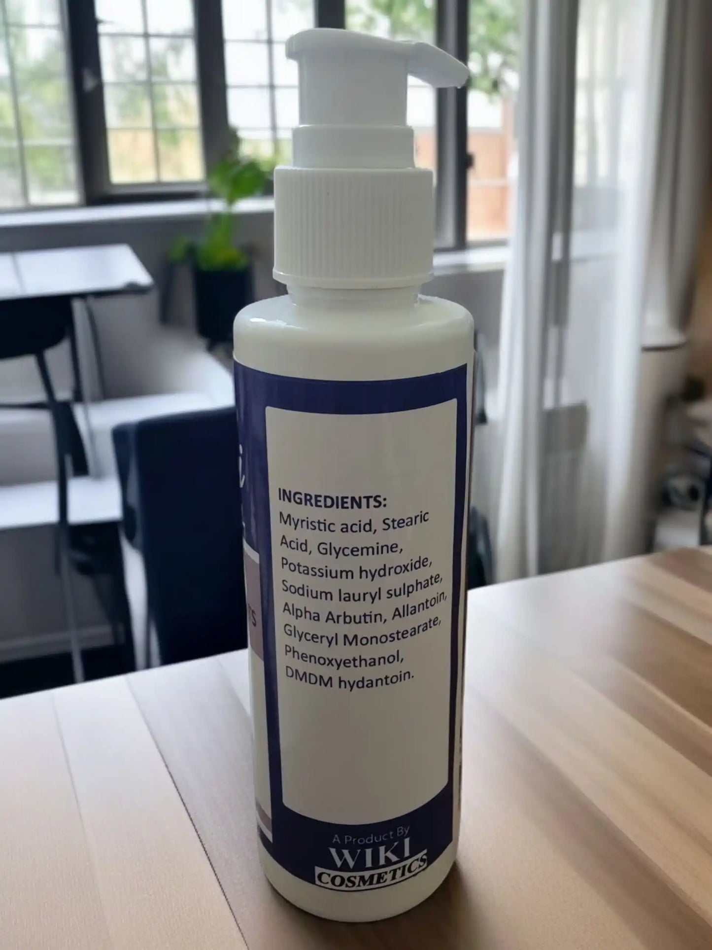 Wiki Special face wash ingredients label with Alpha Arbutin and Vitamin Complex