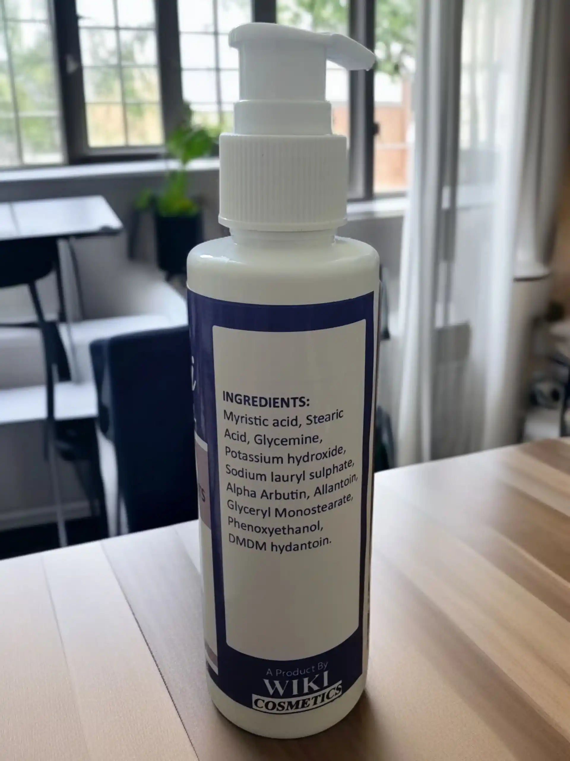 Wiki Special face wash ingredients label with Alpha Arbutin and Vitamin Complex